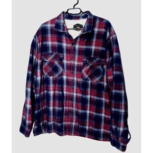 FREEDOM FOUNDRY XL Faux Fur Sherpa Lined Shacket Shirt Mens Corduroy Check Plaid